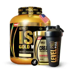 LEVEL PRO - Proteína Iso Gold Whey 6.6 lbs - Cookies + creatina 500 grs + shaker
