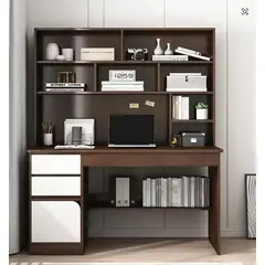 STARHOME - Escritorio Moderno con Biblioteca EdgeLine Marrón y Blanco