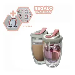 GENERICO - Vaso Practico para Jugos en 450ml Rosado Y+Regalo Stickers