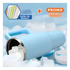 RYBIU IMPORT - Pack12 Taza con Base y Tapa en Celeste Y+Papel de Regalo