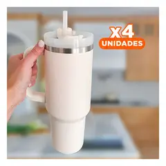 RYBIU IMPORT - Pack4 Termo Elegante de Color Blanco Y+Regalo Stickers