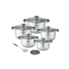 VALESKA - Juego de Ollas de Acero Inoxidable VL-CLASSIC10EXTRA Negro Vidrio