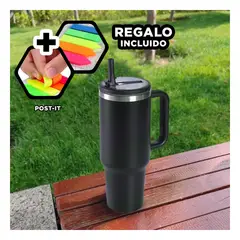 GENERICO - Botella Termica con Pico de 1200ml Negro Y+Post-it Adhesivos