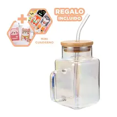 GENERICO - Pack6 Vasija con Asa Tapa y Sorbete 500ml Y+Regalo Agendita