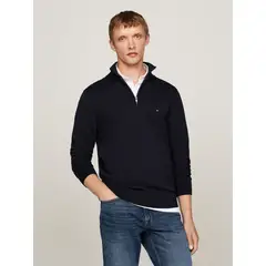 TOMMY HILFIGER - SWEATER ESSENTIAL COTTON ZIP MOCK TH
