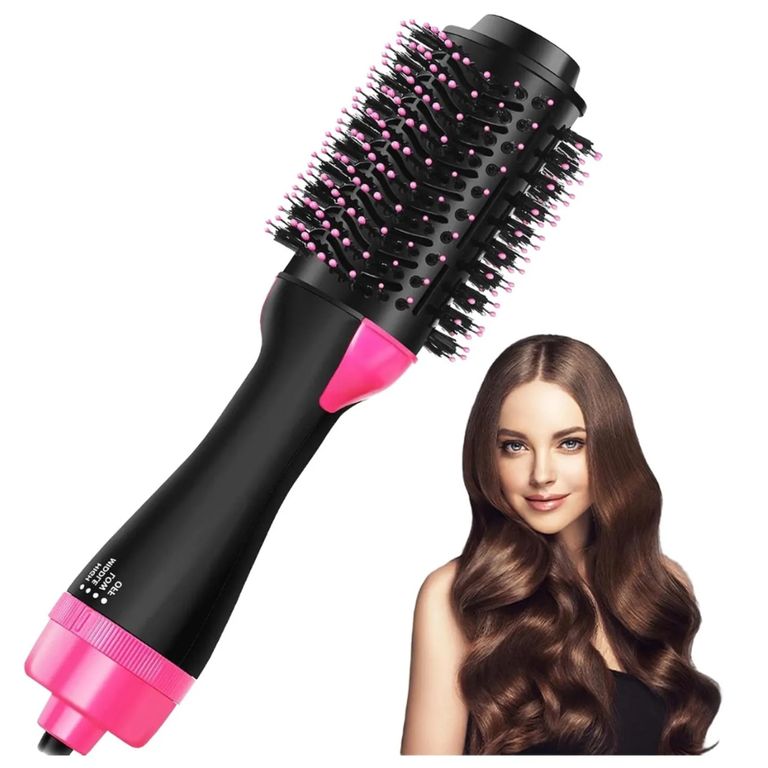Peine Secador de Cabello Alisador y Ondulador 3 En 1 Salon Profesional
