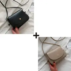 GENERICO - Combo x2 Cartera Bolso Crossbody Mujer Amelia Beige y Negro