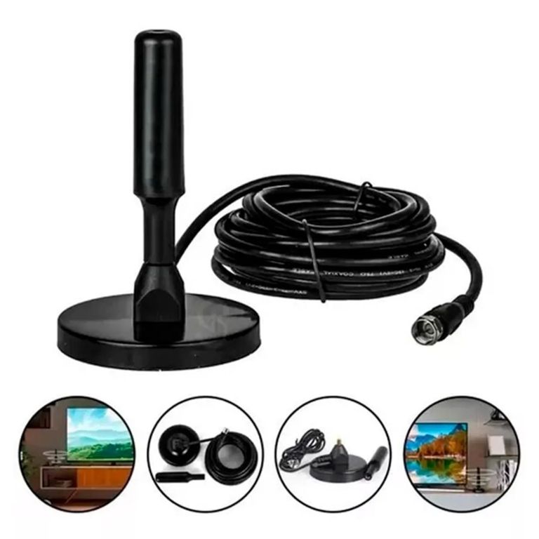 Antena Para Tv Smart HD Amplificada Interior 5m Coaxial