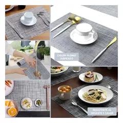 GENERICO - Pack6 Individuales para Mesa de 6 Plomo Y+Regalo Agendita