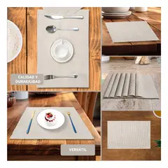 GENERICO - Pack6 Individuales para Mesa de 6 Beige Y+Regalo Agendita