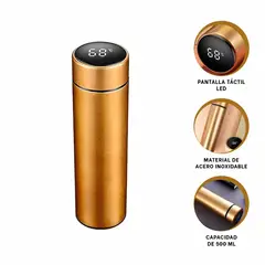 GENERICO - Pack2 Termo Comodo para Viajes Dorado Y+Banderitas Adhesivas