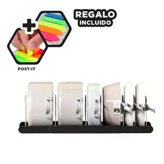 GENERICO - Pack6 Soporte para Orden Ovalada Negr Y+Banderitas Adhesivas