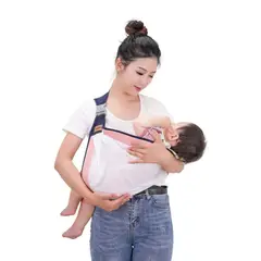 GENERICO - Porta Bebe Fular Rosa con Malla Blanca