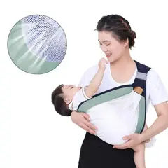 GENERICO - Porta Bebe Fular Verde con Malla Blanca