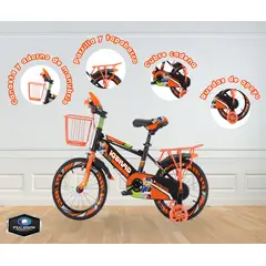 GENERICO - Bicicleta para Niños ARO 20 NARANJA CON CANASTO