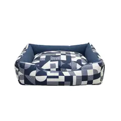 MULTITOP - Cama Mascota Impermeable Aqua Mediano Geometrico Azul