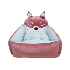 MULTITOP - Cama Mascota Zorrito Mediano Palo Rosa CGris Claro