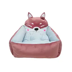 MULTITOP - Cama Mascota Zorrito Chico Palo Rosa CGris Claro