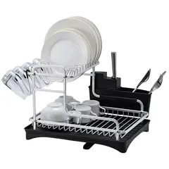 ELMEJORPRECIO - Escurridor De Platos De 2 Niveles De Aluminio Modelo 421 Plateado
