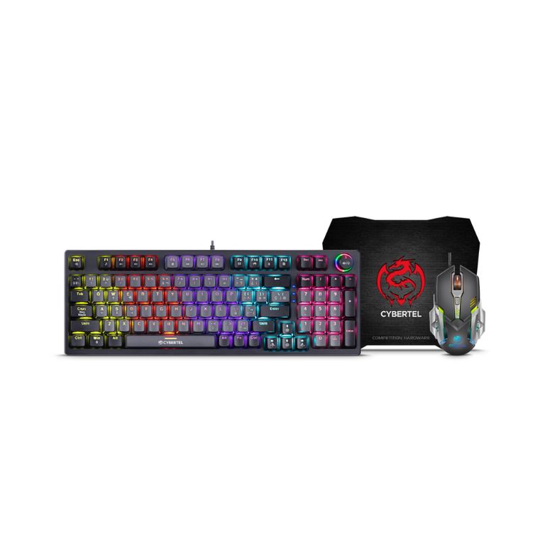 Kit Strike+ CBX GT1802+ Teclado Gamer Mecanico RGB + Mouse Gamer + Pad Mouse
