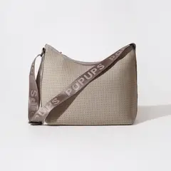 GENERICO - Cartera Crossbody POPUPS Hobo de Neopreno Topo con Interior Gris claro