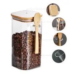 HYGGE - Frasco de Vidrio Borosilicato con Tapa y Cuchara de Bambú 850 ml