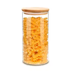 HYGGE - Frasco de Vidrio Borosilicato con Tapa de Bambú 950 ml