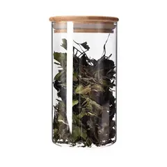 HYGGE - Frasco de Vidrio Borosilicato con Tapa de Bambú 700 ml