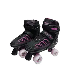 OKA - PATINES 4 RUEDAS ROSA CON NEGRO TALLA S REGULABLE 30-33