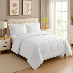 GENERICO - EDREDON QUEEN DAILY SET CUADROS ALGODON + FUNDAS DE ALMOHADA