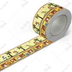 GENERICO - Cenefa Infantil Autoadhesiva Decorativa – Safari con Palmeras Amarillo – 5.92 mts