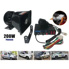 GENERICO - Sirena Policial Altavoz 200w 9 Tonos 12v Patrullero Ambulancia Bomberos