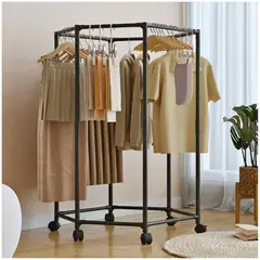 INSPIRA MARKET - Estante de ropa giratorio hexagonal con ruedas