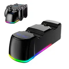 MIMD - Cargador Dual Base Para Mandos Ps4 Play 4 Negro Con Led
