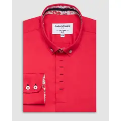 Andrew'S Ties - Camisa Casual - cuello button-down puño simple 2 botones rojo