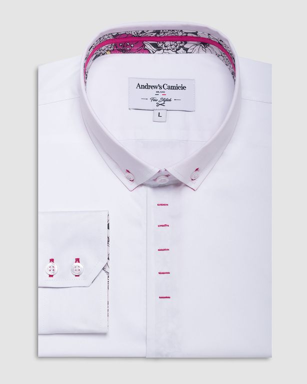 Camisa Casual - Puño simple 2 botones blanco