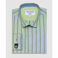 Andrew'S Ties - Camisa Casual - Cuello Italiano puño simple 2 botones regulables verde