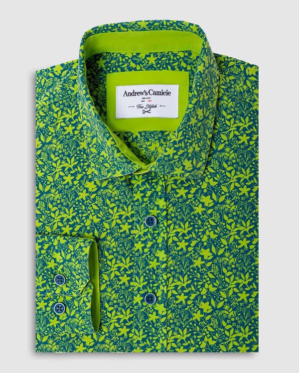 Camisa Casual Verde - Puño simple 2 botones regulables