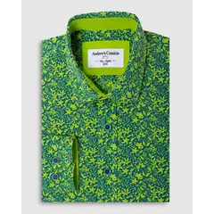 ANDREW'S TIES - Camisa Casual Verde - Puño simple 2 botones regulables