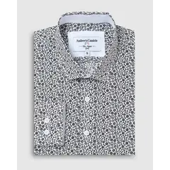 ANDREW'S TIES - Camisa Casual - Cuello Italiano puno simple 2 botones regulables regular negro