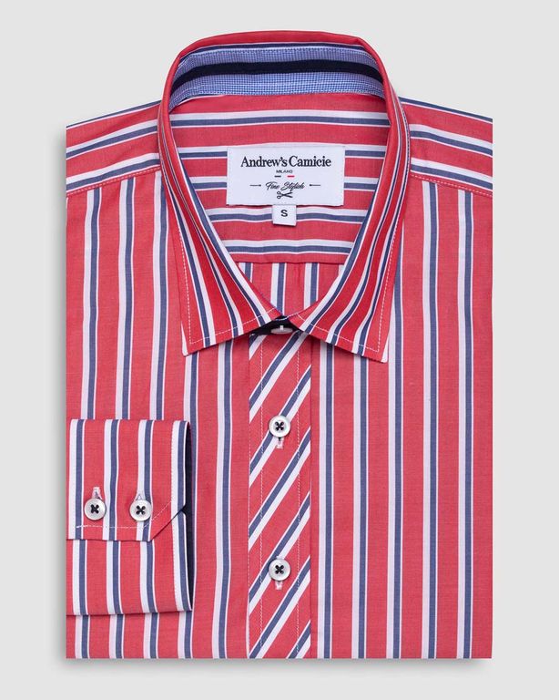 Camisa Casual - cuello button-down puño simple 2 botones regular rojo