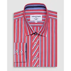 ANDREW'S TIES - Camisa Casual - cuello button-down puño simple 2 botones regular rojo