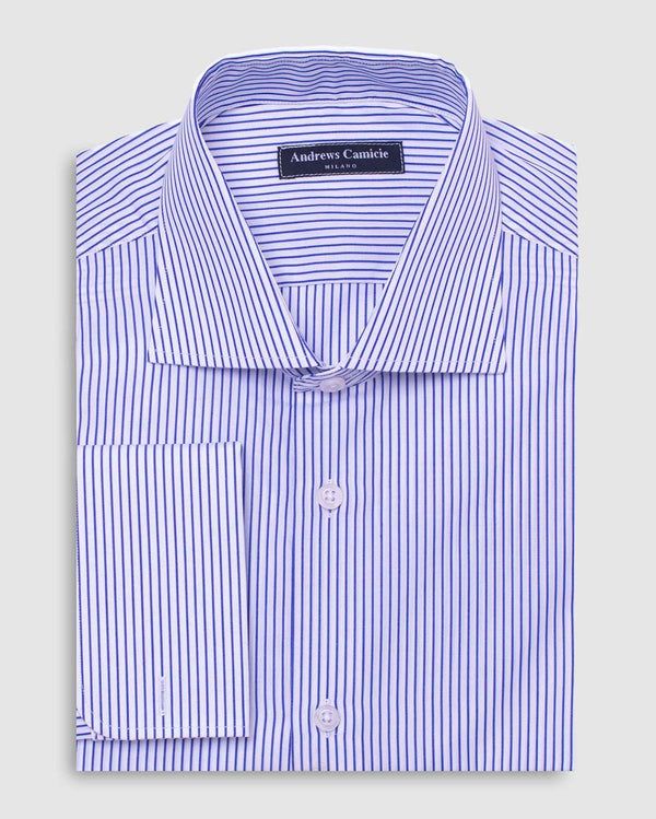 Camisa Vestir popelin - Cuello Italiano puño gemelo regular blanco