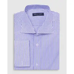 ANDREW'S TIES - Camisa Vestir popelin - Cuello Italiano puño gemelo regular blanco