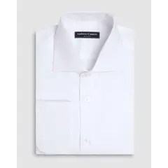 ANDREW'S TIES - Camisa Vestir oxford - Cuello Italiano puño gemelo regular blanco