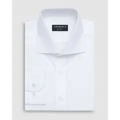ANDREW'S TIES - Camisa Vestir oxford - Cuello Italiano puño simple regular blanco