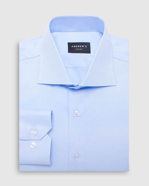Camisa Vestir dobby - Cuello Italiano Puño simple regular azul