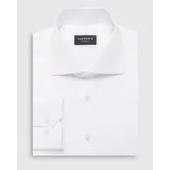 ANDREW'S TIES - Camisa Vestir dobby - Cuello Italiano Puño simple regular blanco