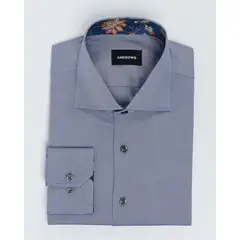 ANDREW'S TIES - Camisa vestir Business Gris- Cuello Italiano puño simple