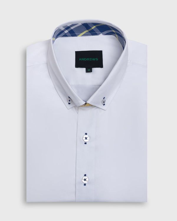 Camisa Casual popelin - cuello button-down Manga corta blanco